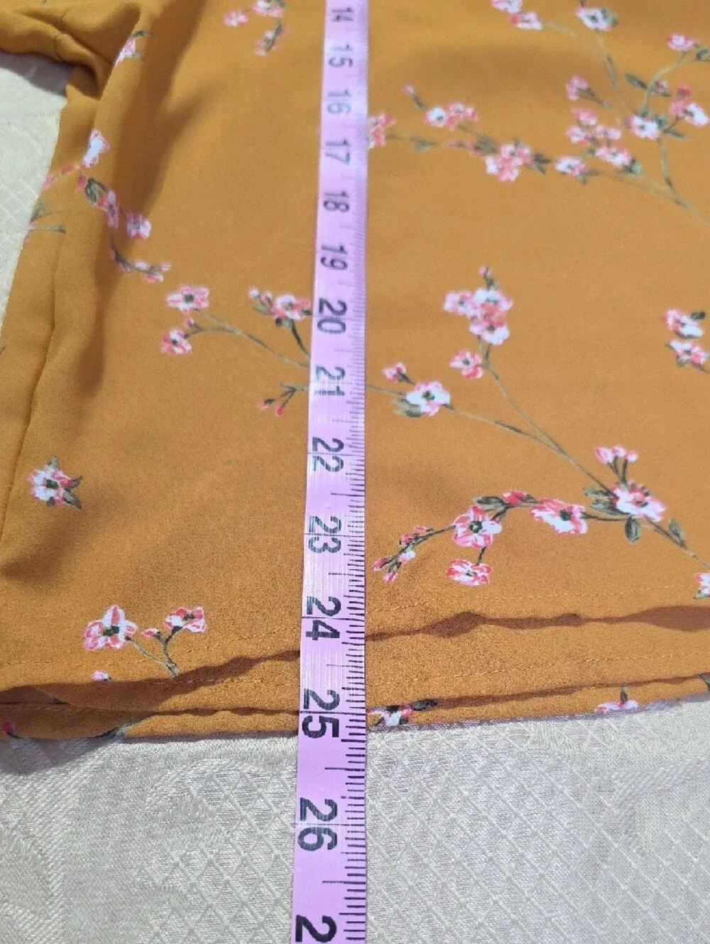 Express Mustard Floral Side-Tie Wrap Top Size L - Picture 12 of 12